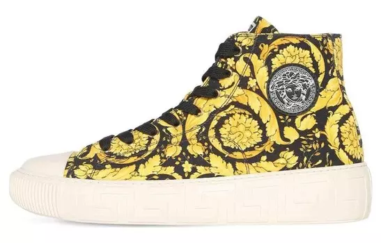 Кеды мужские Versace высокие, желто-черный