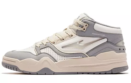 Кеды мужские, Xingzhou обувь для скейтбординга Средний Топ Микрокристаллический Белый Циркулирующий Серый Erke