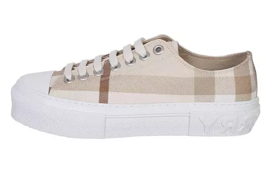 Кеды низкие Burberry с принтом в клетку, бежевый