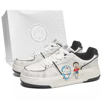 Кеды, обувь для скейтборда унисекс с низким верхом Doraemon, цвет Flaxseed (Graffiti Style)