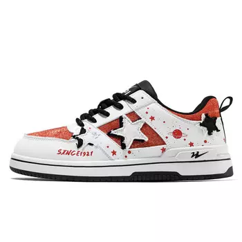 Кеды, обувь для скейтборда унисекс с низким верхом Double Star 88, цвет Black, white, large orange-red