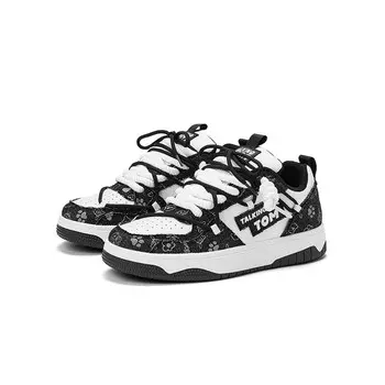 Кеды, обувь для скейтборда унисекс с низким верхом Talking Tom, цвет Classic Black White (Fleece-lined)