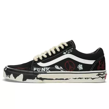 Кеды, обувь для скейтбординга Old Skool унисекс с низким верхом белого цвета Vans, черный