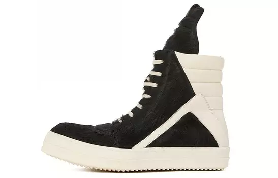 Кеды Rick Owens GeoBasket Cow Fur, черный / белый