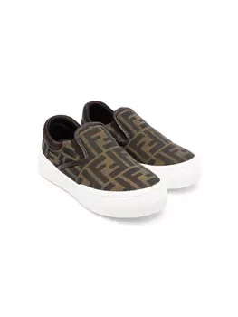 Кеды с монограммой Fendi Kids, коричневый