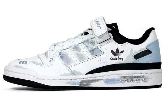 Кеды, скейтборд обувь FORUM унисекс низкий верх белый/черный/синий Adidas Originals