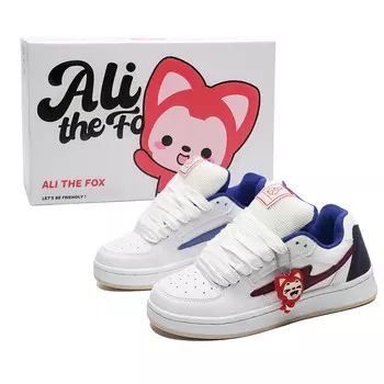 Кеды, скейтборд обувь унисекс низкий верх белый/красный/синий Ali The Fox