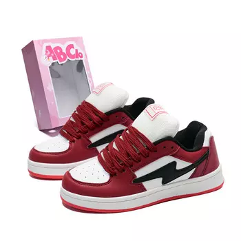 Кеды, скейтборд обувь унисекс низкий верх белый/красный Abcio