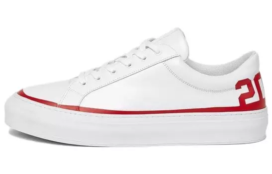 Кеды, скейтборд обувь унисекс низкий верх белый/красный Gcds