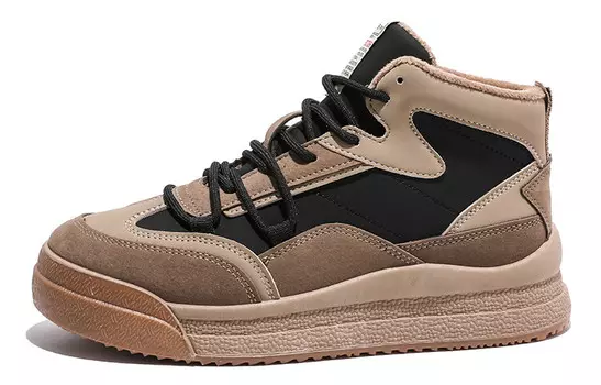 Кеды, скейтборд обувь унисекс высокие хаки Huanqiu