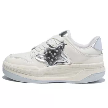 Кеды, скейтборд обувь женская низкая Bded, бежевый/серебряный