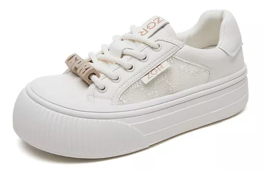 Кеды, скейтборд обувь женская низкая белый/бежевая Zgr