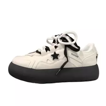 Кеды, скейтборд обувь женская низкая белый/черный Bingo Duck