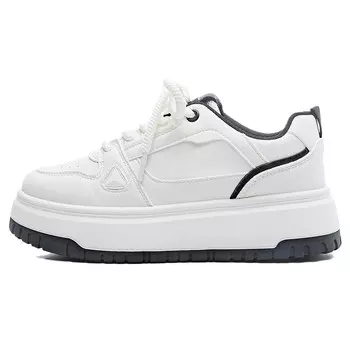 Кеды, скейтборд обувь женская низкая белый/черный Huanqiu