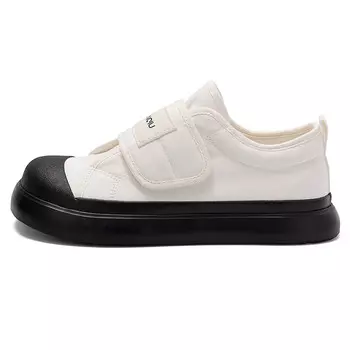 Кеды, скейтборд обувь женская низкая белый/черный Huanqiu