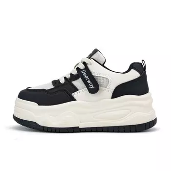 Кеды, скейтборд обувь женская низкая белый/черный Deerway