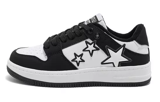 Кеды, скейтборд обувь женская низкая белый/черный Huanqiu