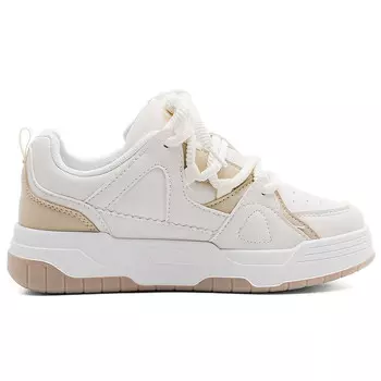 Кеды, скейтборд обувь женская низкая белый/хаки Warrior