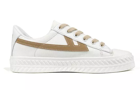 Кеды, скейтборд обувь женская низкая белый/коричневый Warrior