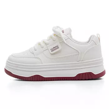 Кеды, скейтборд обувь женская низкая белый/красный Huanqiu