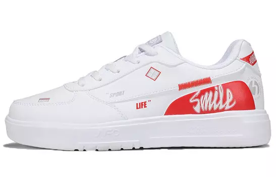 Кеды, скейтборд обувь женская низкая белый/красный 361°