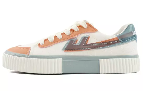 Кеды, скейтборд обувь женская низкая белый/оранжевый Warrior