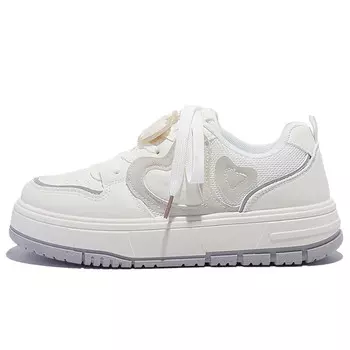 Кеды, скейтборд обувь женская низкая белый/серый Shen Linsen