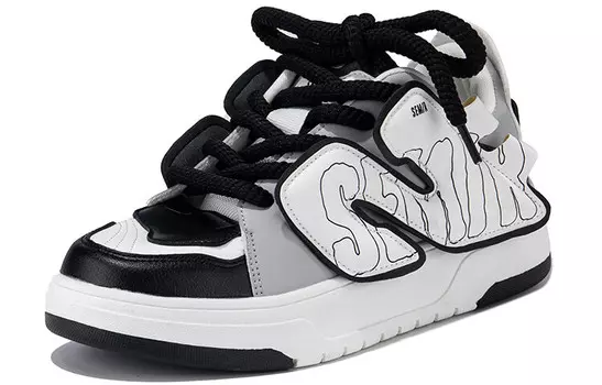 Кеды, скейтборд обувь женская низкая Белый Серый Черный Semir
