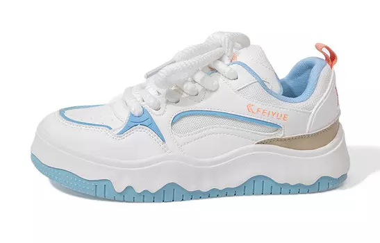 Кеды, скейтборд обувь женская низкая белый/синий Feiyue