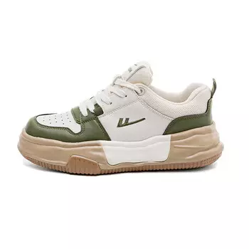 Кеды, скейтборд обувь женская низкая белый/зеленый Warrior