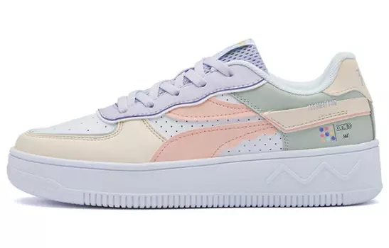 Кеды, скейтборд обувь женская низкая белый/зеленый/розовый 361°