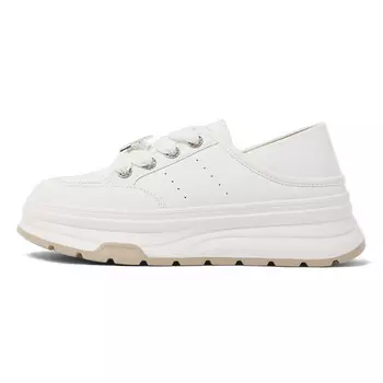 Кеды, скейтборд обувь женская низкая бежевая Cameido