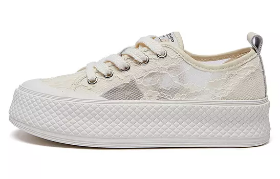 Кеды, скейтборд обувь женская низкая бежевая Joy&Mario