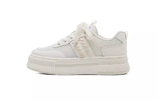 Кеды, скейтборд обувь женская низкая бежевая Warrior