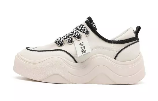 Кеды, скейтборд обувь женская низкая бежевый/черный Aifulin