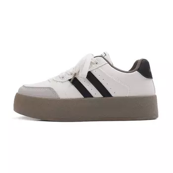 Кеды, скейтборд обувь женская низкая бежевый/черный Warrior