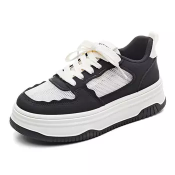 Кеды, скейтборд обувь женская низкая бежевый/черный Huanqiu