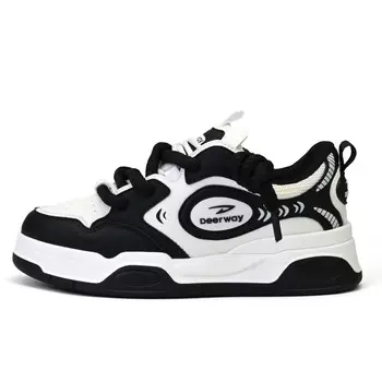 Кеды, скейтборд обувь женская низкая бежевый/черный Deerway