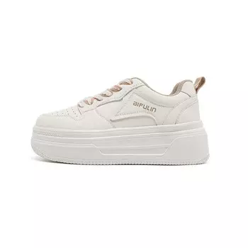 Кеды, скейтборд обувь женская низкая бежевый/черный Aifulin