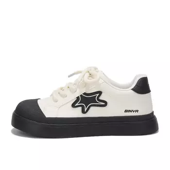 Кеды, скейтборд обувь женская низкая бежевый/черный Binya