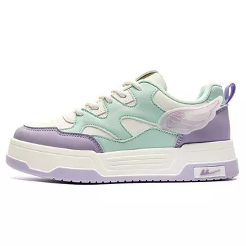 Кеды, скейтборд обувь женская низкая бежевый/фиолетовый Warrior