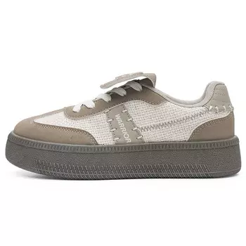 Кеды, скейтборд обувь женская низкая бежевый хаки Warrior