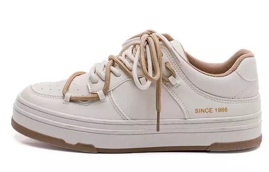 Кеды, скейтборд обувь женская низкая бежевый/коричневый Renben