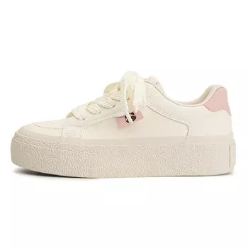 Кеды, скейтборд обувь женская низкая бежевый/розовый Shen Linsen