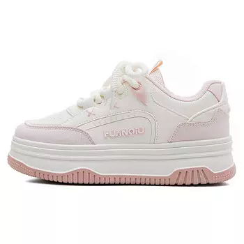 Кеды, скейтборд обувь женская низкая бежевый/розовый Huanqiu