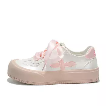 Кеды, скейтборд обувь женская низкая бежевый/розовый Binya