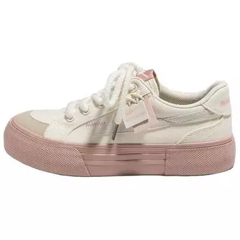 Кеды, скейтборд обувь женская низкая бежевый/розовый Warrior