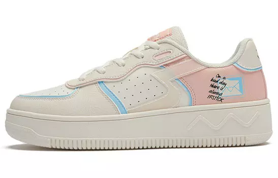 Кеды, скейтборд обувь женская низкая бежевый/розовый 361°