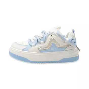 Кеды, скейтборд обувь женская низкая бежевый/синий Warrior