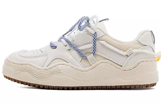 Кеды, скейтборд обувь женская низкая бежевый/синий Warrior